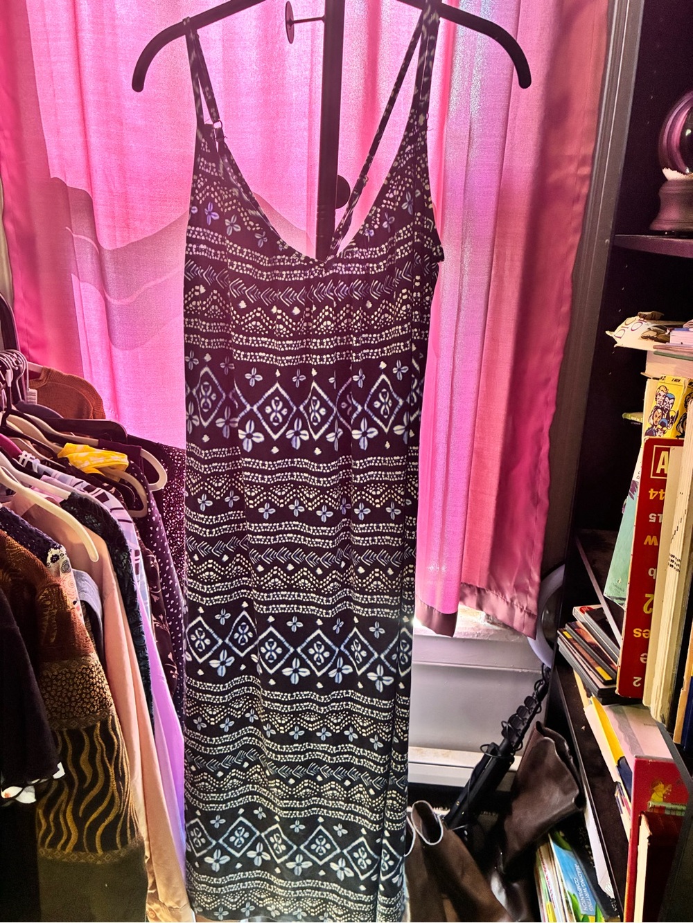 Tommy bahama Black and White Geo-Print Maxi Dress with Thin Straps